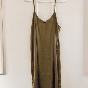 Aerie Olive Green Frayed Summer Slip Dress 💚